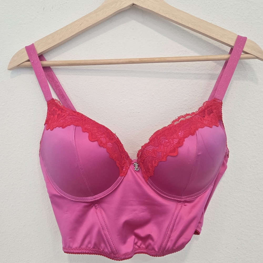 Juicy Couture‎ Pink Satin corset bra y2k size 36C